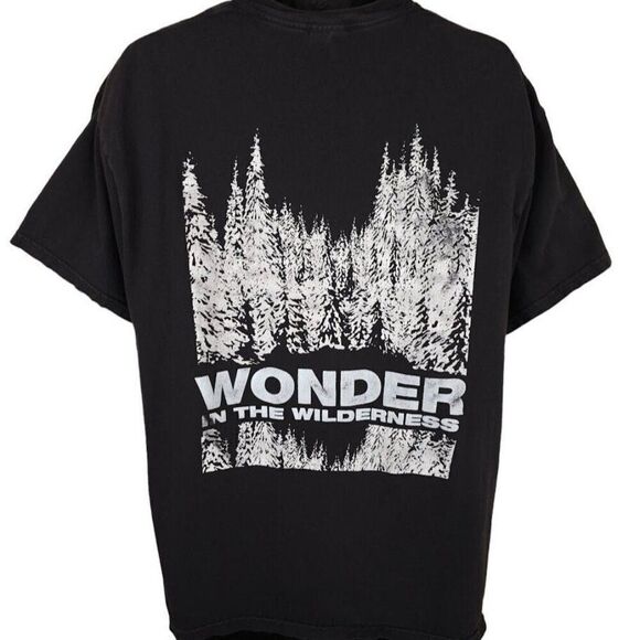 Vintage Wonder In The Wilderness T Shirt Mens Size XL Black Nature Tee New Life - Picture 1 of 6